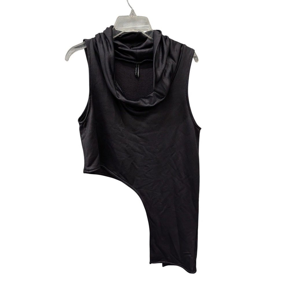 Avivit Yizhar Women's Black Asymmetrical Cowl Neck Sleeveless Top- S